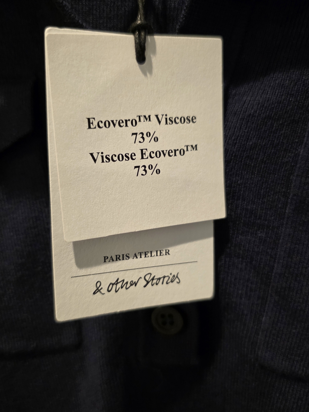 & OTHER STORIES Fitted Uniform Detail Polo Sweater Women's L Navy Paris Atelier - Picture 5 of 15